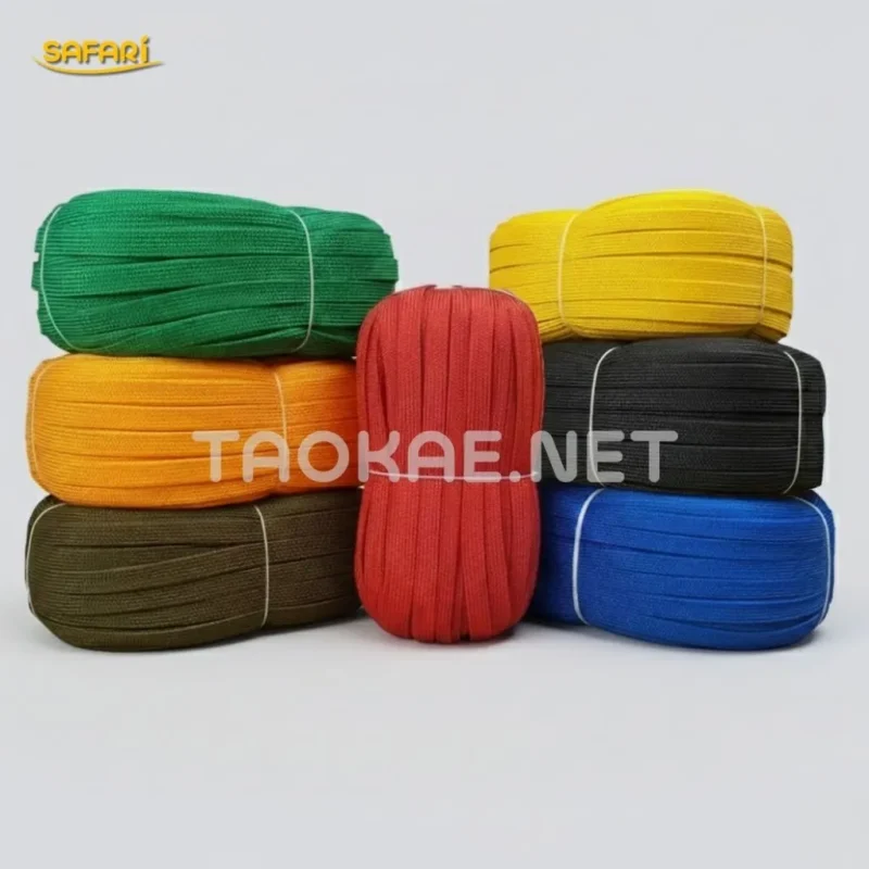 ม้วนเชือกถักแบน 4หุน 6 หุน 7 สี