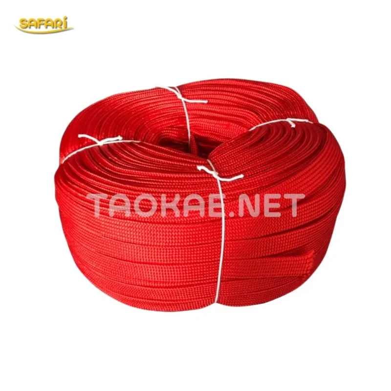 เชือกถักแบน-สีแดง