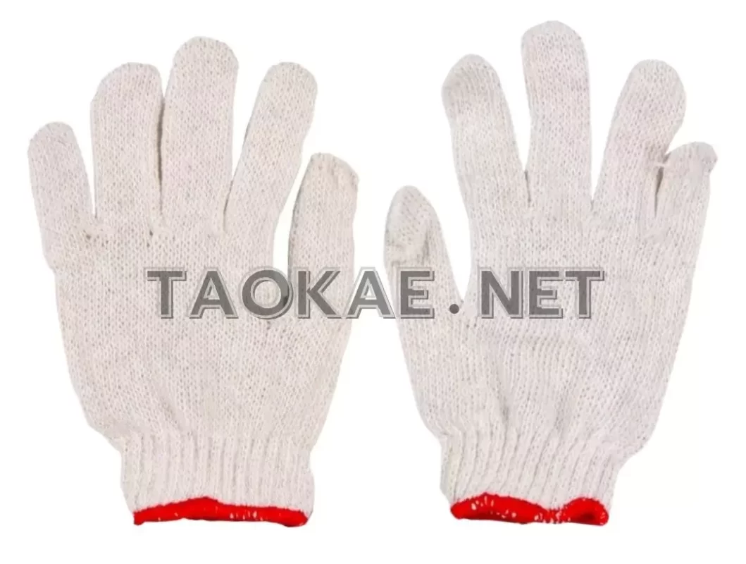 ถุงมือผ้า ขอบแดง 4 ขีด