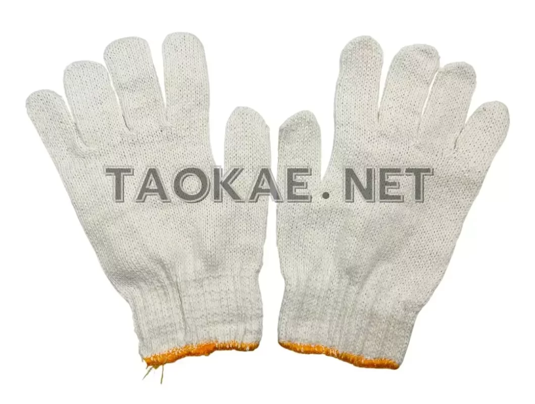 ถุงมือผ้า ขอบเหลือง 6 - 7 ขีด