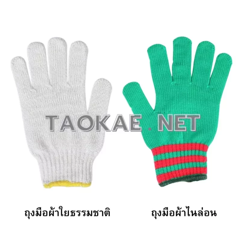 ถุงมือผ้าใยธรรมชาติ และไนล่อน
