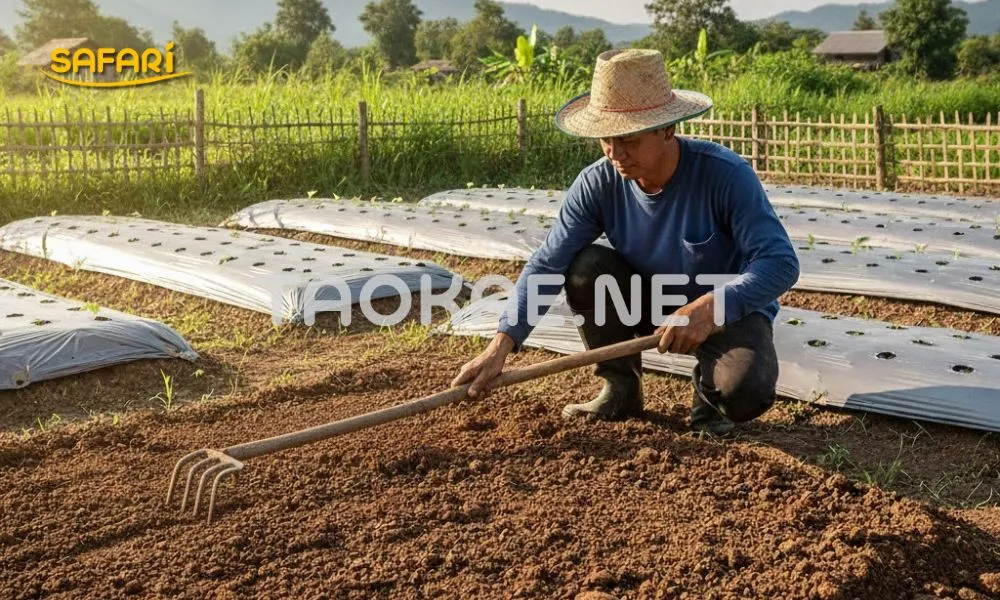 เตรียมดินให้ร่วนซุยและเรียบสม่ำเสมอ