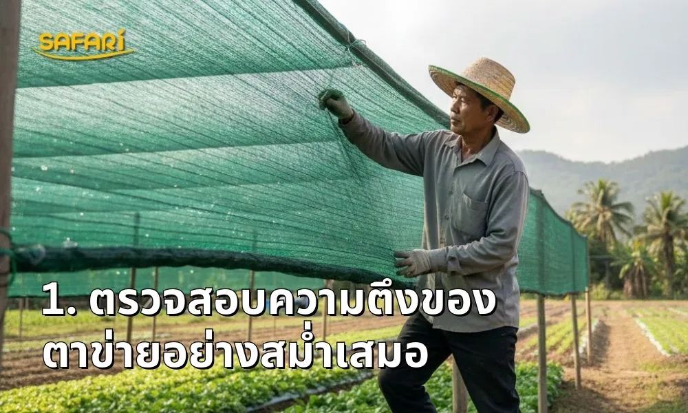 ตรวจสอบความตึงของตาข่ายอย่างสม่ำเสมอ