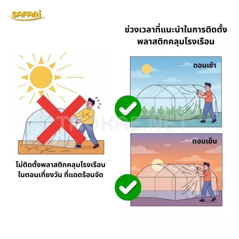 เทคนิคการติดตั้งพลาสติกโรงเรือน SAFARI