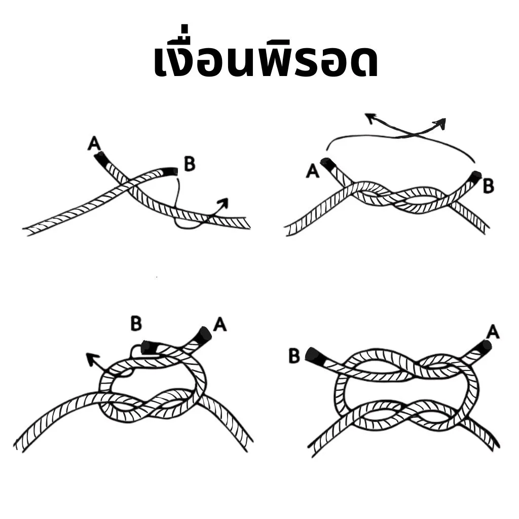 วิธีมัดเชือกไนล่อน - เงือนพิรอด