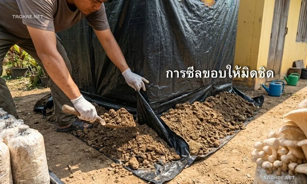 พลาสติกคลุมเห็ด - การซีลขอบให้มิดชิด