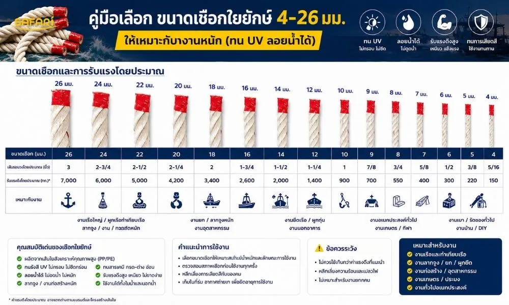 ขนาดเชือกใยยักษ์